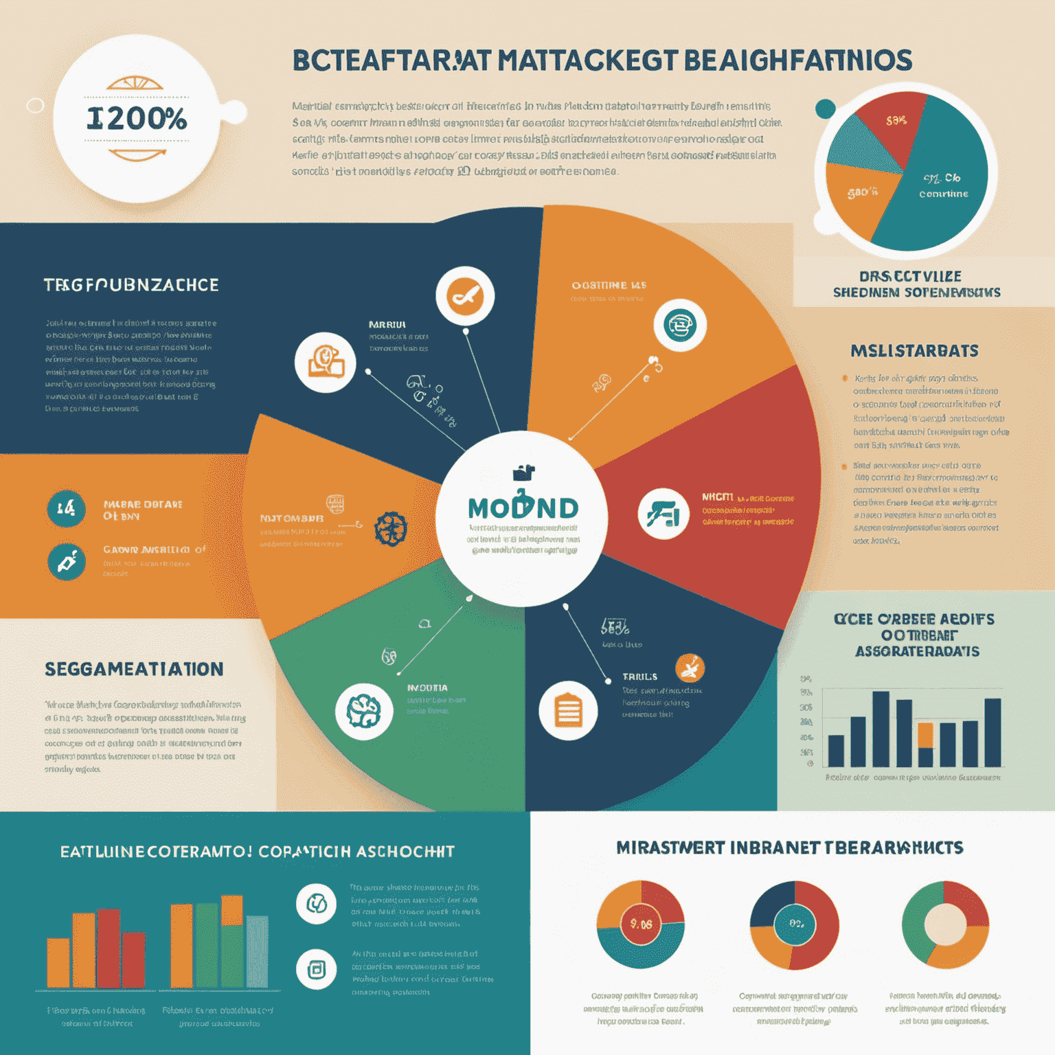 An infographic illustrating the key components and benefits of market analysis, including market size, segmentation, trends, competitive landscape, and consumer behavior insights.