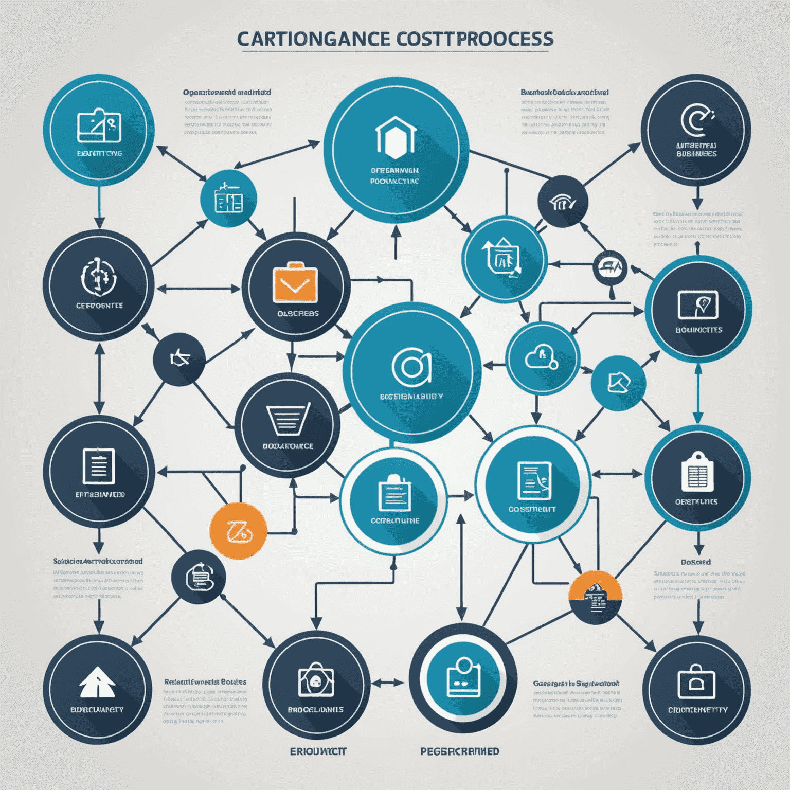 A flow chart illustrating optimized and automated business processes, with arrows connecting various steps and icons representing improved efficiency, cost savings, and increased productivity.