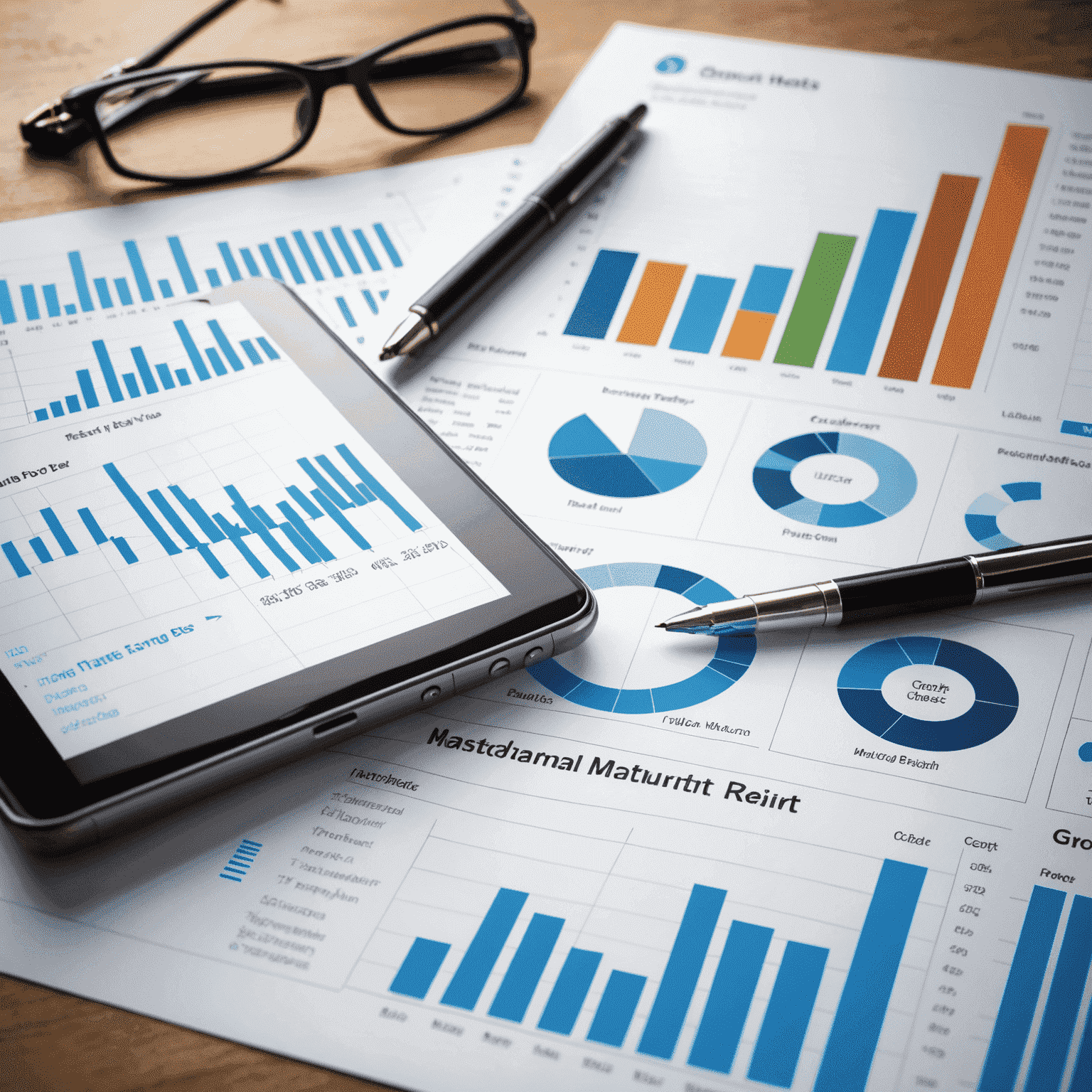 Graphs and charts showing market trends and data